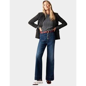 J. Crew '96 Denim Trouser Jeans Sz 28 High Rise, Wide Leg, Button Fly Blue EUC!